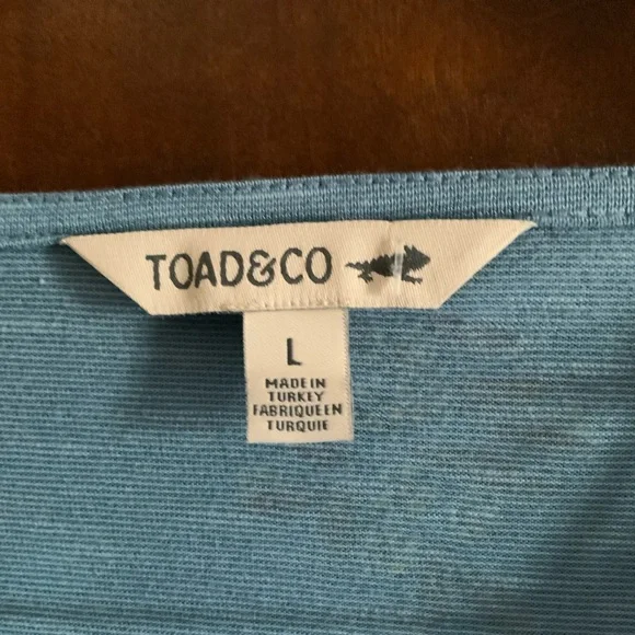 Toad & Co. Cue Wrap Long Sleeve Dress Cotton Blue Women’s Size Large NWT - Picture 9 of 12